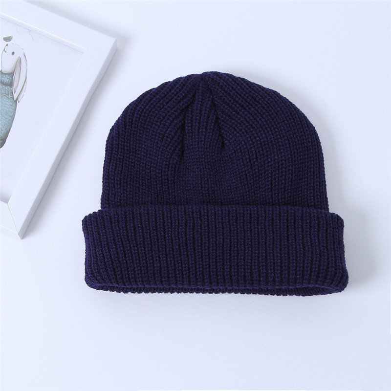 Wholesale Custom Knit Slouchy Merino Wool Cheap Beanie Hat with Custom Leather Label 