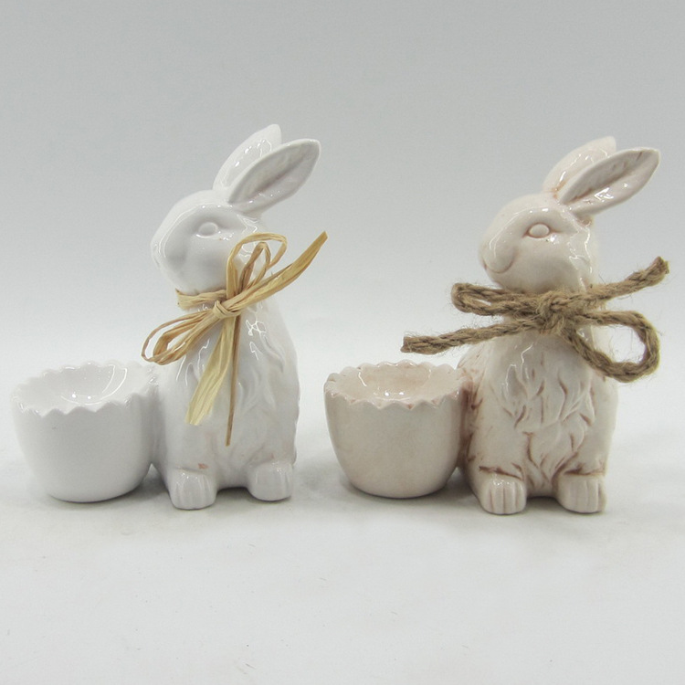 Decorative Ceramic Egg Holder Rabbit for Easter Day 