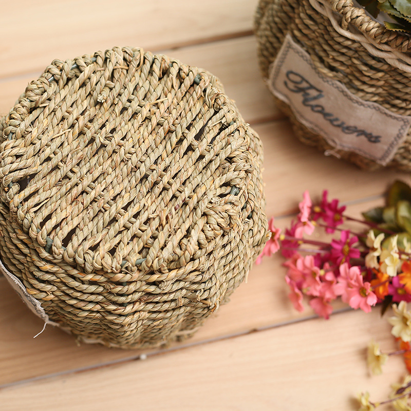 Wholesale Handmade Straw Storage Cheap Belly Seagrass Basket with Lid Low Cost in Vietnam