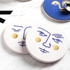 Fancy Coffee Terrazzo Effect Ceramic Coaster with Contrast Golden Color 