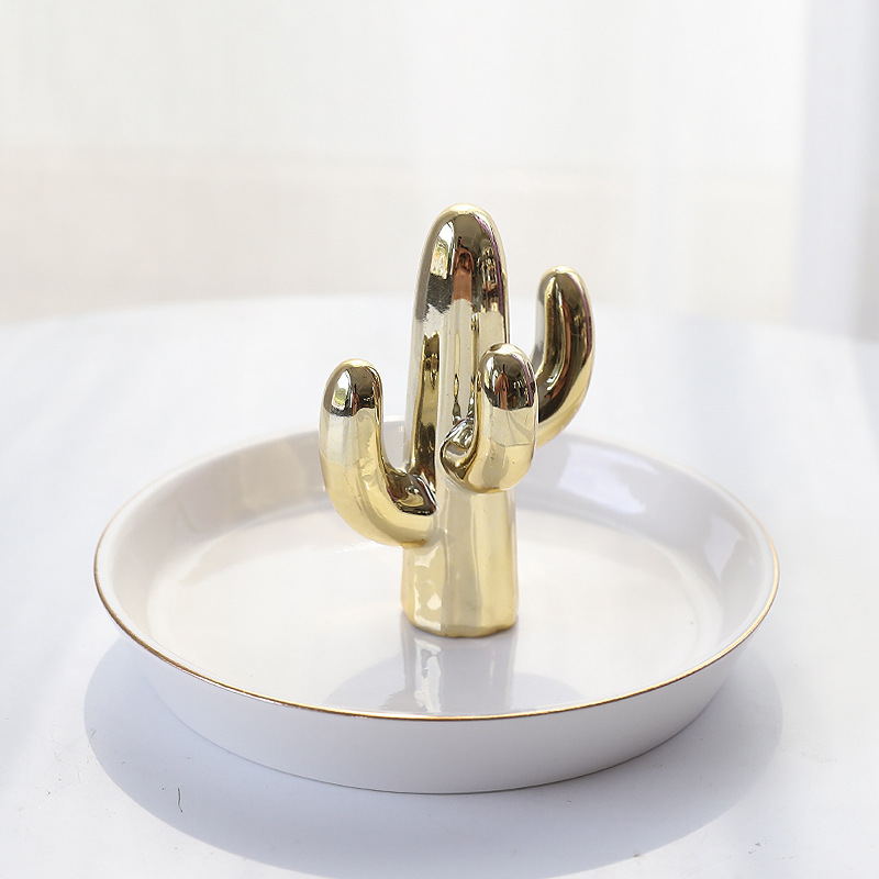 Promotional High Quality Craft Decorative Glazed Ceramic Finger Ring Holder