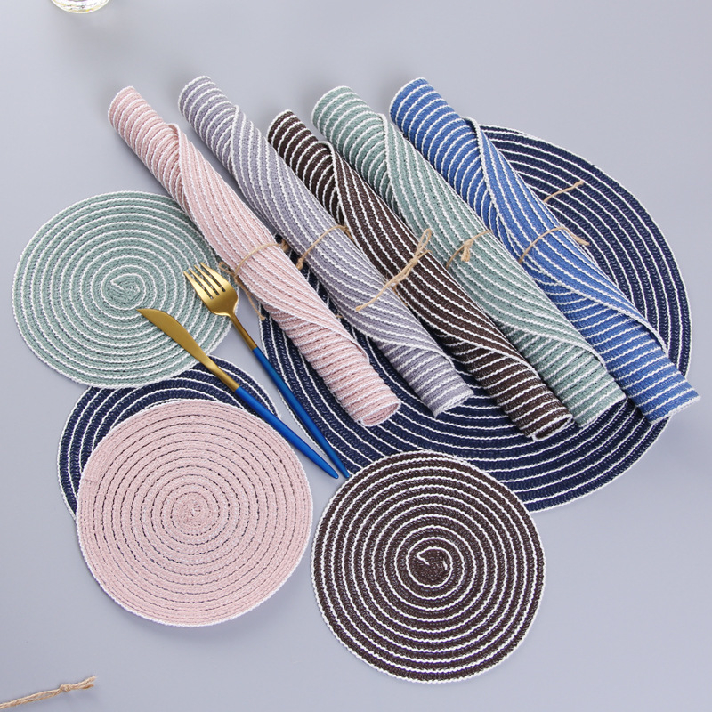 Nordic Style Home Multi-function Weaving Padded Table Insulation Pad Round Placemat Table Mat 