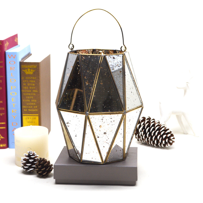 hanging metal frame glass candle holder lantern for garden 