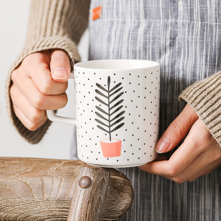 Cartoon Plant Small Fresh Mug Milk Mug Breakfast Mug Water Mug Bone China Potted Mug