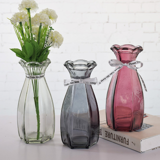 Wholesale Round Pink Glass Vase And Chinese Vase with Flower Vase for Headstones 