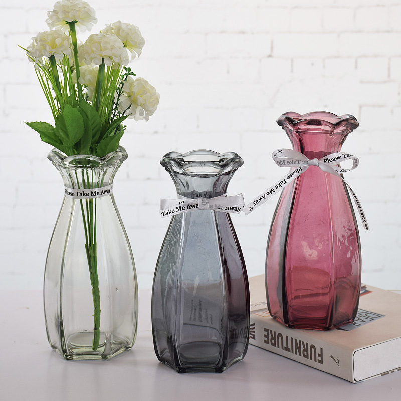 Wholesale Round Pink Glass Vase And Chinese Vase with Flower Vase for Headstones 