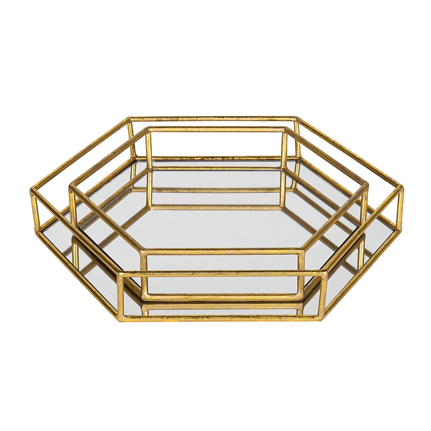 Factory Custom Wholesale Rose Golden Round Mirror Food Display Serving Tray