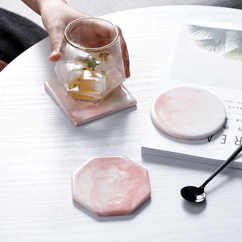 Marble Ceramic Coaster Holder Placemat Mats Pads 