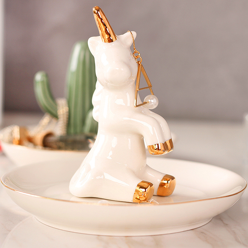 Porcelain Unicorn Ring Holder ,ceramic Ring Dish for Jewelry