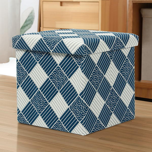 Cute Kids Square Shape Foldable Storage Box Stool Ottoman
