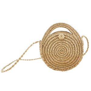 Handmade Round Straw Weave Bag For Lady Shoulder Beach Bag Handbag 