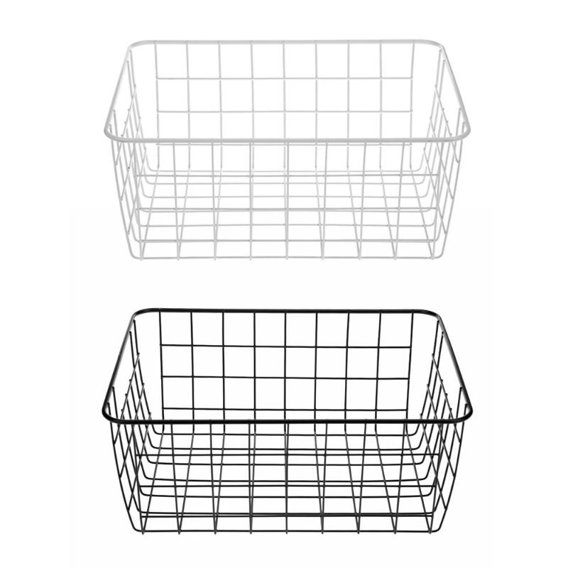Iron Storage Basket Art Wrought Storage Basket Desktop Bathroom Organizer Holder 