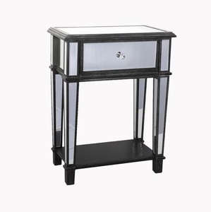 Vintage Modern Black Nickel Metal Mirrored Chest Furniture 