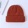 Wholesale Custom Knit Slouchy Merino Wool Cheap Beanie Hat with Custom Leather Label 