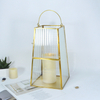 Official Large Eye Catching Metal Frame Cube Geometric Glass Hurricane Lamp Candle Holder Lantern 