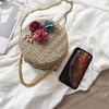 Round Straw Bag Women Summer Fashion Retro Flower Weave Bag