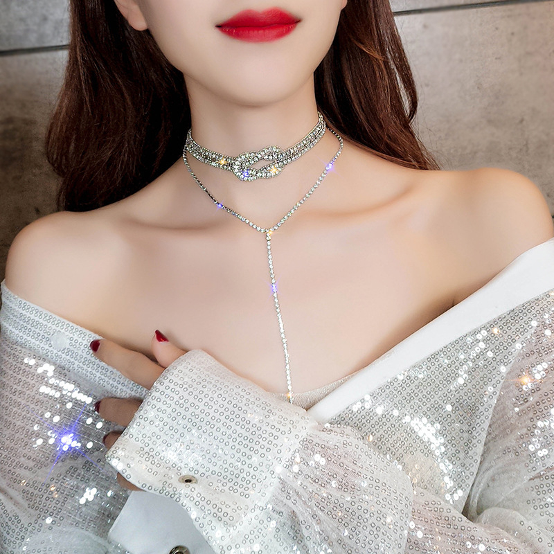 Free Shipping Fashion Necklace Women Jewelry Zinc Alloy Layered Choker Necklace