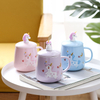 Wholesale Custom Creative Gift Ceramic Mug with Lid Office Household Milk Coffee Tea Cup 